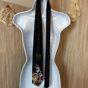 Warner Bros. Looney Tunes Black Patterned Tie Christmas
